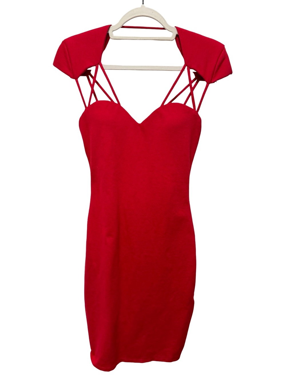 Guess Red Strappy Midi Bodycon Dress - Size M